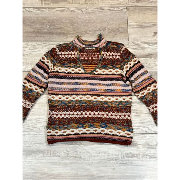 Gimmick The Buckle Mixed Yarn Reversible Mock Neck Keyhole Sweater S - Picture 4 of 12